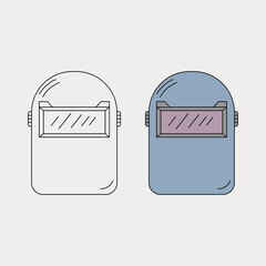 Welding mask. Personal protective equipment. Work safety. Mandatory tools. Industrial theme. Welding. Vector illustration