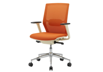 Isolated orange mesh executive office chair for workplace or home workspace comfort