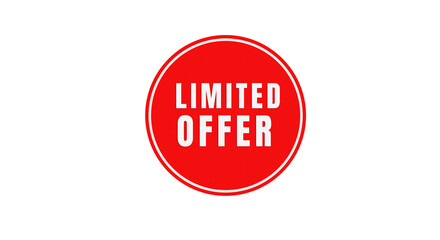 Red limited offer badge isolated on a transparent background