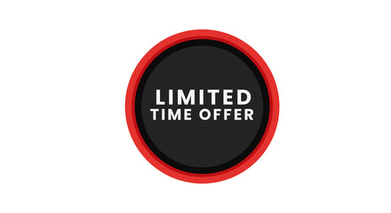 Black limited-time offer badge isolated on a transparent background for sale