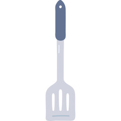 Fototapeta premium A Light Gray Metal Spatula With A Dark Gray Handle On A Transparent White Background Ideal For Kitchen And Cooking Illustrations