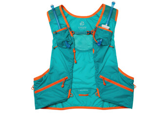 Isolated blue running vest, outdoor equipment for runners, athletes, hiking, trekking activity