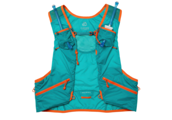 Isolated blue running vest, outdoor equipment for runners, athletes, hiking, trekking activity