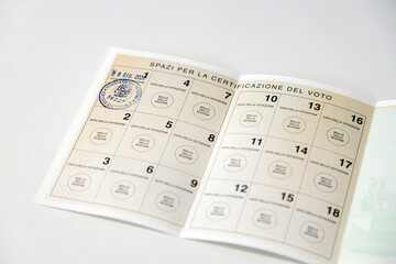 Voting certification section in Italian voter registration card (Tessera Elettorale)