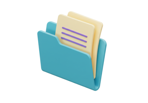 Isolated Folder full of documents with three lines, a symbol for organized storage concept