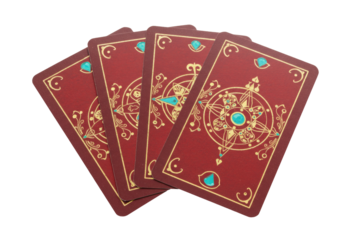 Isolated tarot deck, occult cards with mystic symbols, for fortune telling and divination set