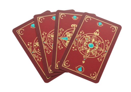 Isolated tarot deck, occult cards with mystic symbols, for fortune telling and divination set