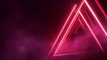 A captivating neon triangle tunnel with a touch of smoke, radiating futuristic and mesmerizing vibes