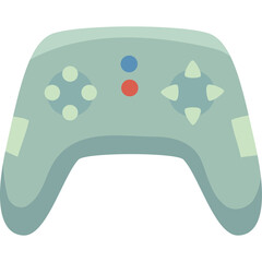 Retro Video Game Controller With Blue Red Dot Lights And Green Buttons On A White Background Digital Illustration