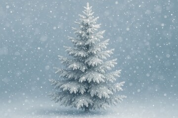 Fototapeta premium Snowy evergreen tree illustration.