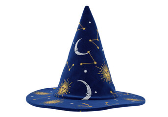 Isolated Wizard Hat With Celestial Stars and Moon, Magical Hat, Celestial Pattern, Velvet Hat © Hannah