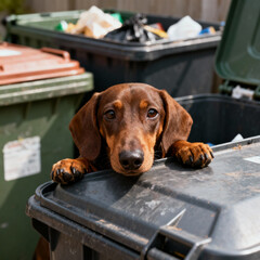 UN CANE BASSOTTO ABBANDONATO 