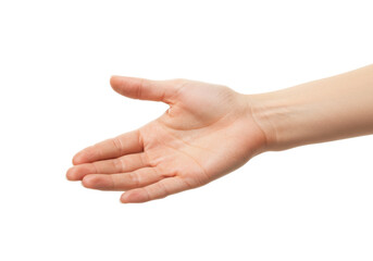 Isolated Hand Offering a Handshake or Help with Palm Open and Ready for Contact