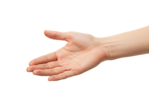 Isolated Hand Offering a Handshake or Help with Palm Open and Ready for Contact