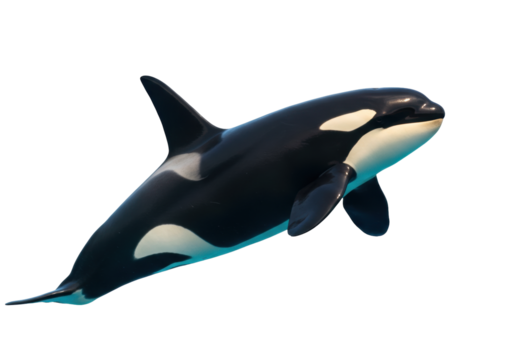 Isolated Orca Killer Whale Marine Life in the Ocean Predator with Black and White Pattern