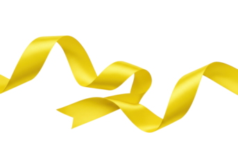 Isolated gold ribbon with twists and turns for festive and celebratory occasions