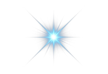 Radiant blue PNG star with sparkling light and glowing highlights. Bright sparkles create festive and magical visuals. Transparent shining sun with bright flashes adds charm and energy.