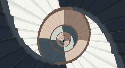 Fototapeta premium Abstract Spiral Staircase with Neutral Tones.