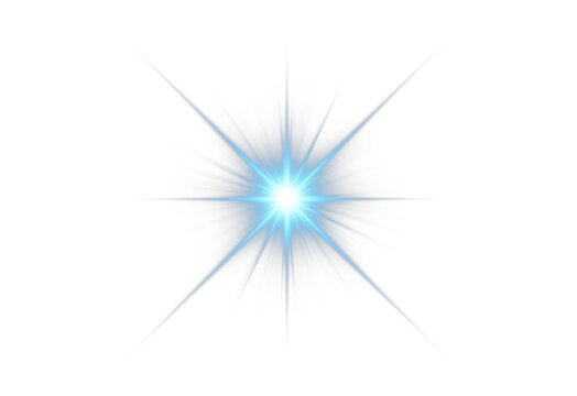 Radiant blue PNG star with sparkling light and glowing highlights. Bright sparkles create festive and magical visuals. Transparent shining sun with bright flashes adds charm and energy.