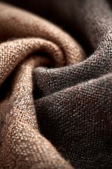Close-up macro shot of a wool scarf with fine fabric texture and visible weave, soft lighting, shallow depth of field, professional studio fashion product photo.