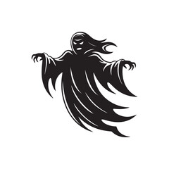 Spooky Blair Halloween Silhouette Art on White Background.