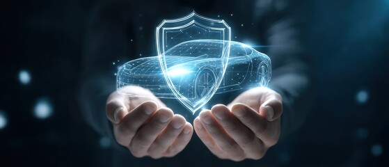 Car protection concept with shield over hands