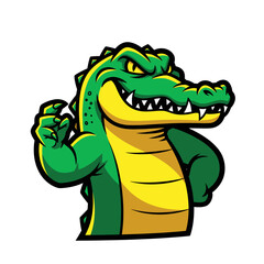 Obraz premium Cartoon Alligator Mascot with a Confident and Playful Expression.