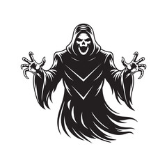 Spooky Blair Halloween Silhouette Art on White Background.