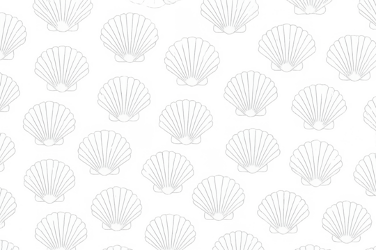 White scallop shell seamless vector pattern transparent background