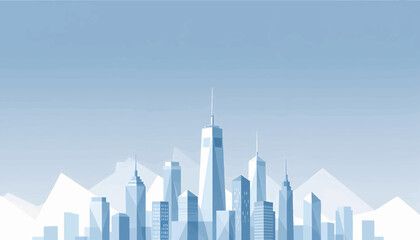 Modern city skyline vector illustration. Flat design cityscape with skyscrapers. Urban architecture background for business and web design