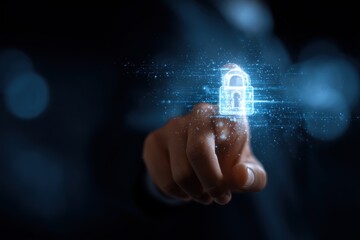 Finger Touch Security Lock Digital Interface: Secure Data Protection System with Futuristic Technology for Financial Privacy and Network Safety in Business