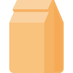 A Simple Flat Illustration of a Brown Paper Lunch Bag With a Folded Top on a Transparent Background