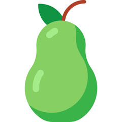 A Pixelated Green Pear with a Leaf and Stem on a Transparent Background