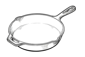 Cast iron skillet design with detailed texture and shape displayed on a plain background