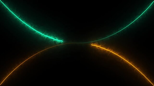 abstract neon background animation of curved lines glowing. light trails animate along the curve, creating a smooth, futuristic, and energetic looping effect. seamless loop.