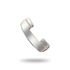 3d silver metallic call icon \ phone icon on white background 
