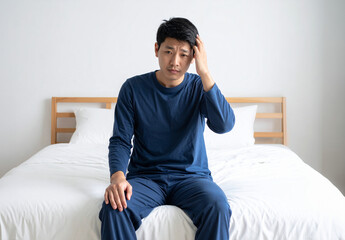 寝起きで体調不良の男性
