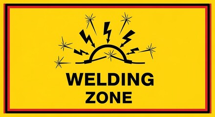 Welding zone safety sign welding sparks hazard warning area caution danger construction metalwork industrial