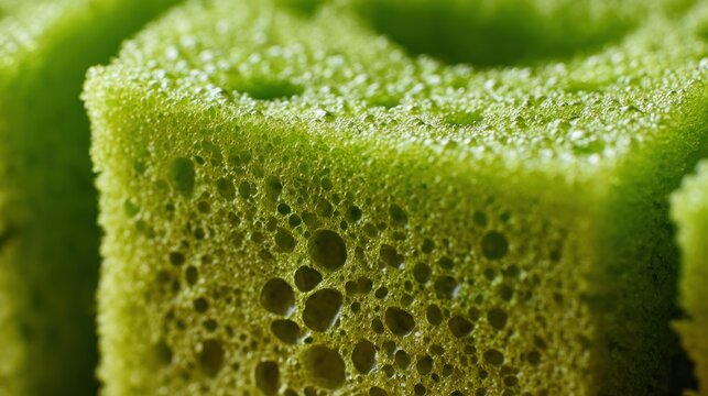 Green cleaning sponge closeup texture