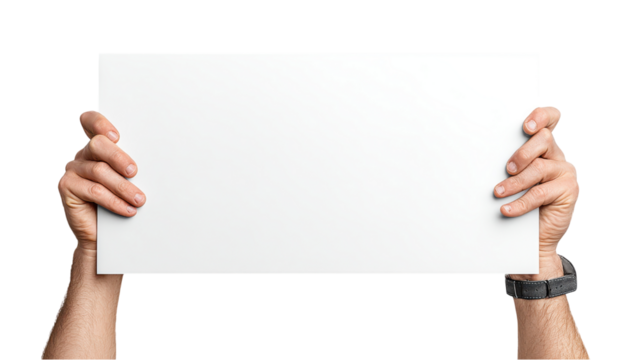 Blank White Sign Held Upright: Perfect for Your Message - Powered by Adobe