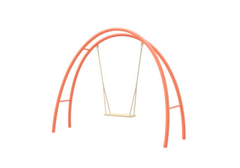 Isolated backyard swing set for kids at playground or park in salmon color design