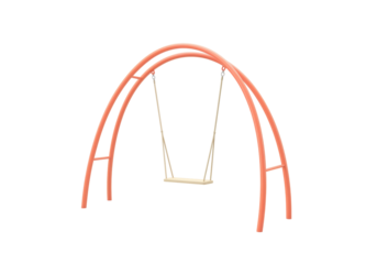 Isolated backyard swing set for kids at playground or park in salmon color design