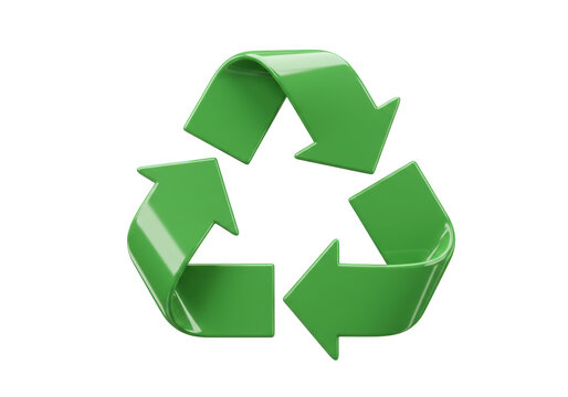 Isolated green recycling symbol pointing in a circle, representing ecological sustainability