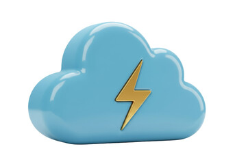 Isolated weather icon, lightning bolt in a blue cloud, energy concept, digital, electrical