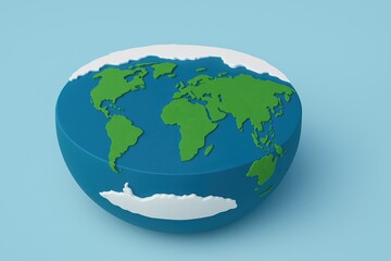 Fototapeta premium Global map representation digital art blue background 3d view world geography concept