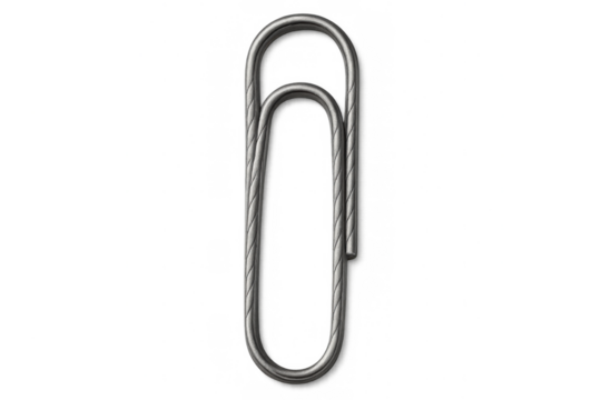 Metallic paper clip, a common office supply, providing simple fastening for various documents and stationery