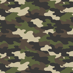 Camouflage Seamless Pattern. Army Green. 4th of July, USA Independence day, Americana Backdrop. Vector Template For Fabric, Textile, Wallpaper, Wrapping Paper