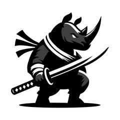Ninja Rhinoceros Warrior with Katana