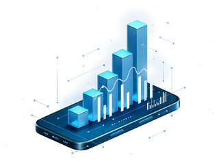Obraz na płótnie Canvas PNG 3D Smartphone Augmented Reality Chart with Transparent Virtual Hologram Technology AR and VR Interface