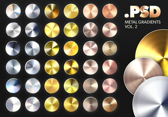 One layer metal gradient layer styles for silver, copper and gold